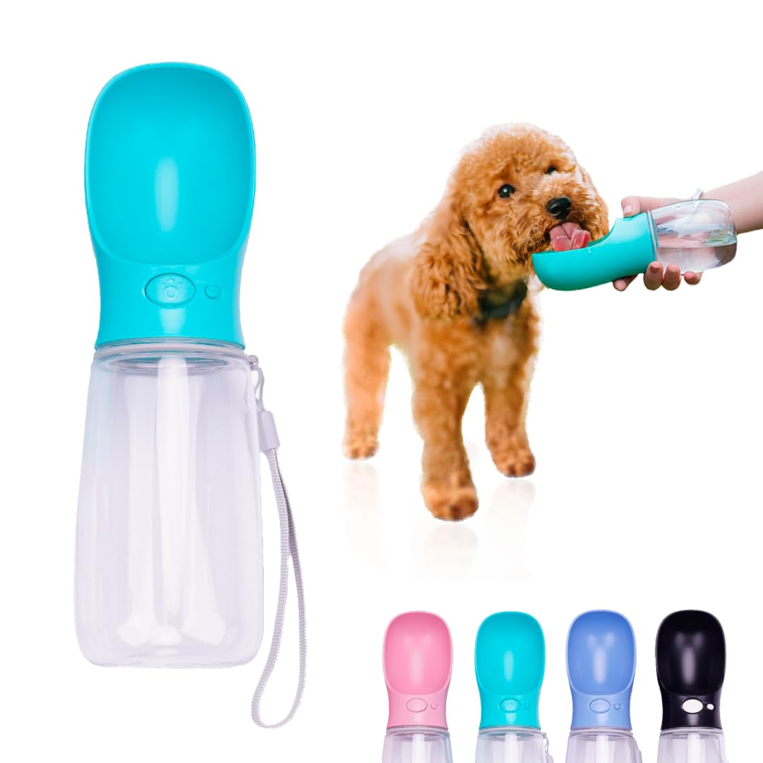 Portable Dog Water Bottle with Bowl – Leak Proof, Lightweight Travel Water Bottle for Dogs. (Black, 350 ml)