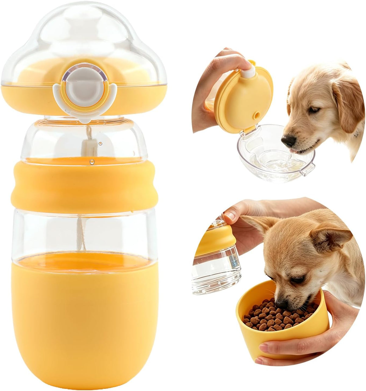 Dog Water Bottle for Walking with Food Container, Leakproof Travel Cup
