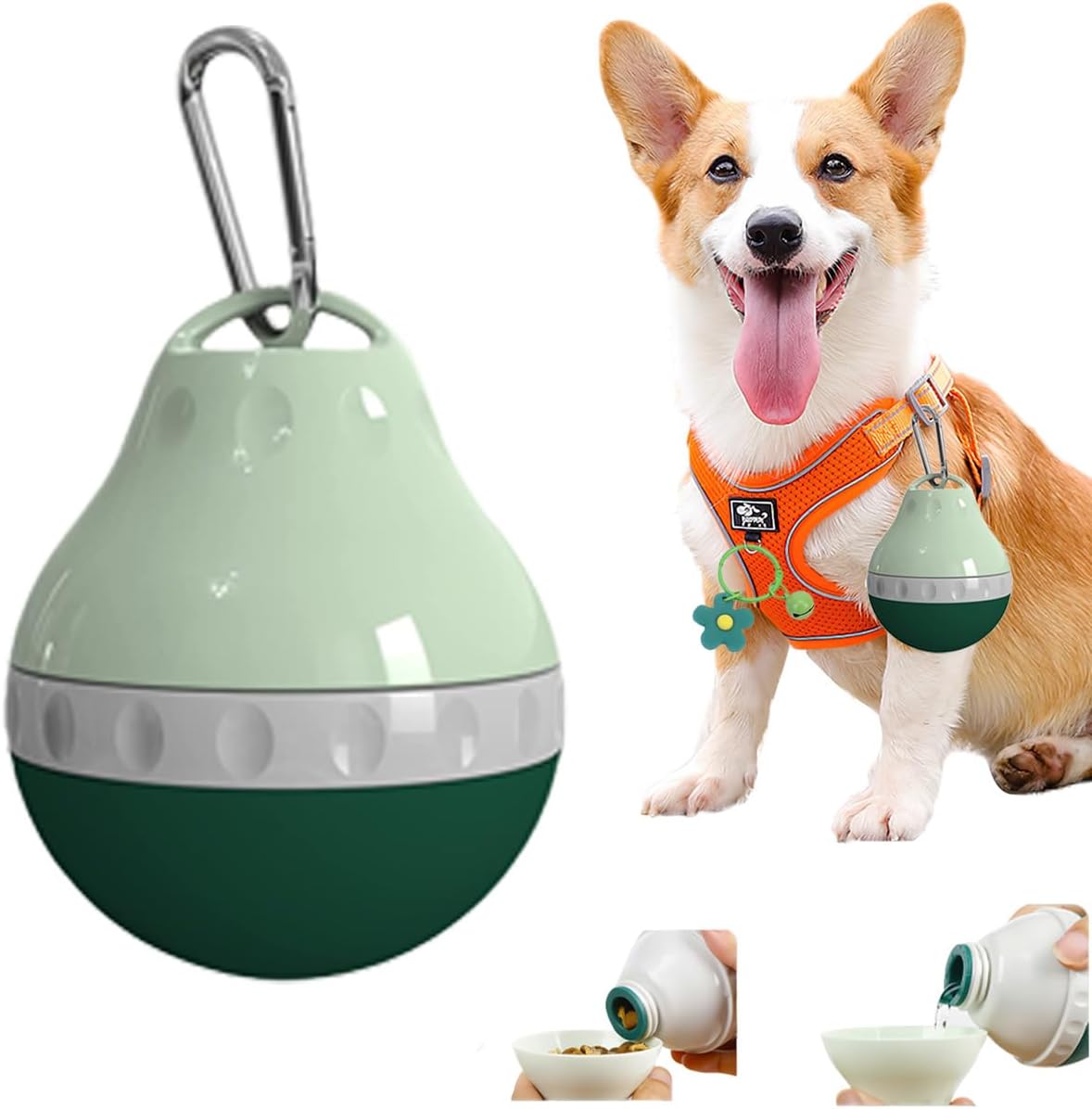 Dog Travel Water Bottle Detachable Bowl Leak Proof Portable ,Silicone Bottle Body,Collapsible and Suitable for Small Pets for Outdoor Walking, Hiking, Travel (Green2, 200ml2)