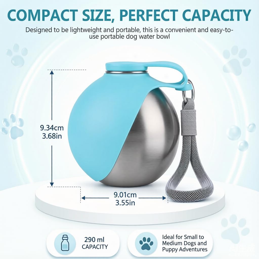 Portable Dog Water Bottle with Fold-Out Silicone Bowl