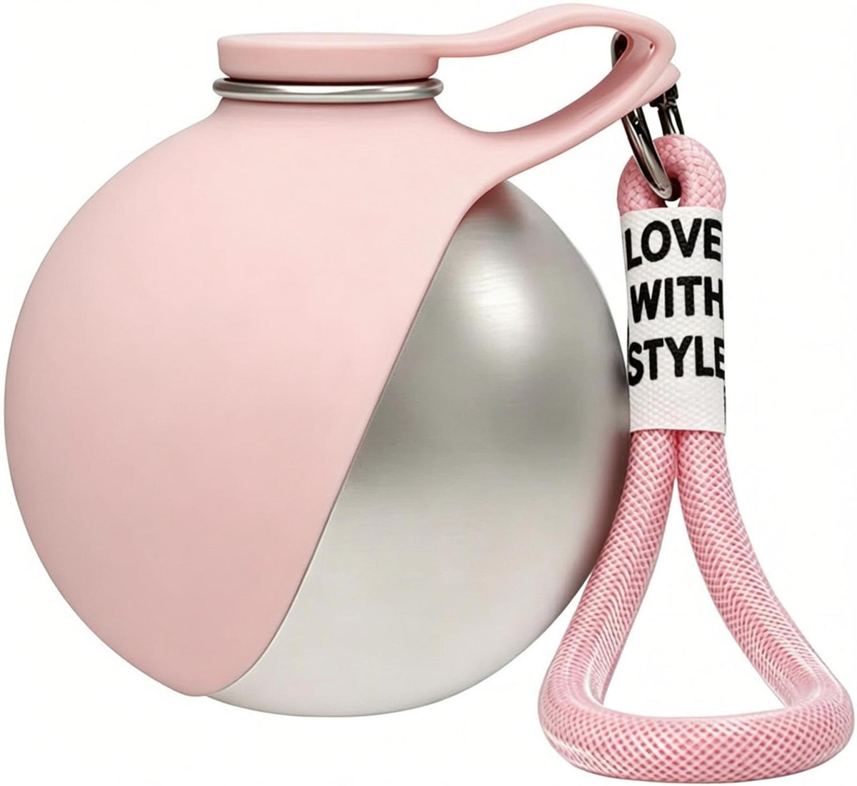 2 in 1 Portable Dog Water Bottle, 10oz Stainless Steel Portable Travel Pet Water Dispenser with Silicone Foldable Bowl, Leak Proof, Portable Small Dog Water Bottle for Walking, Hiking