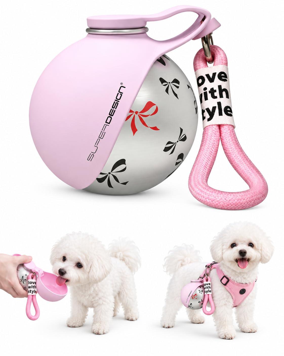 Portable Dog Water Bottle with Collapsible Bowl for Small Dogs & Puppy