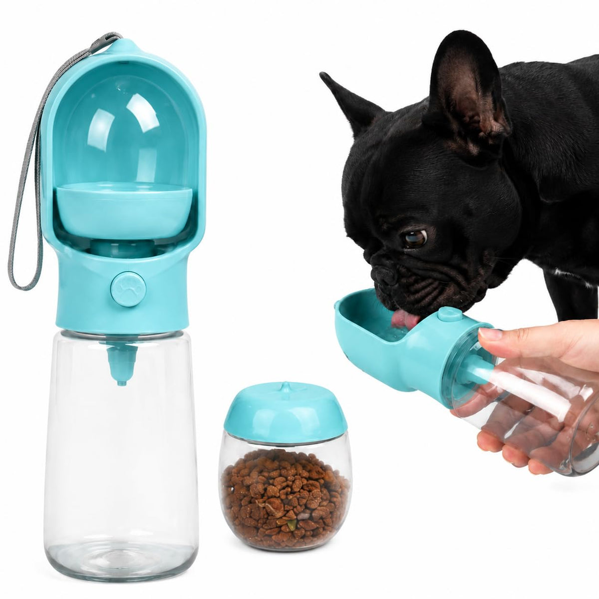 2-in-1 Dog Cat Portable Water & Food Travel Dispenser Bottle(Pink)