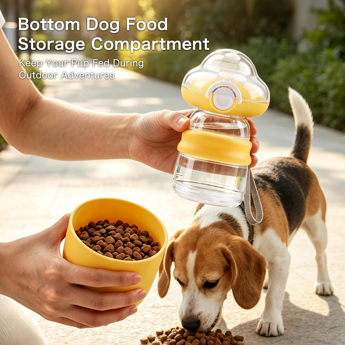 Dog Water Bottle for Walking with Food Container, Leakproof Travel Cup