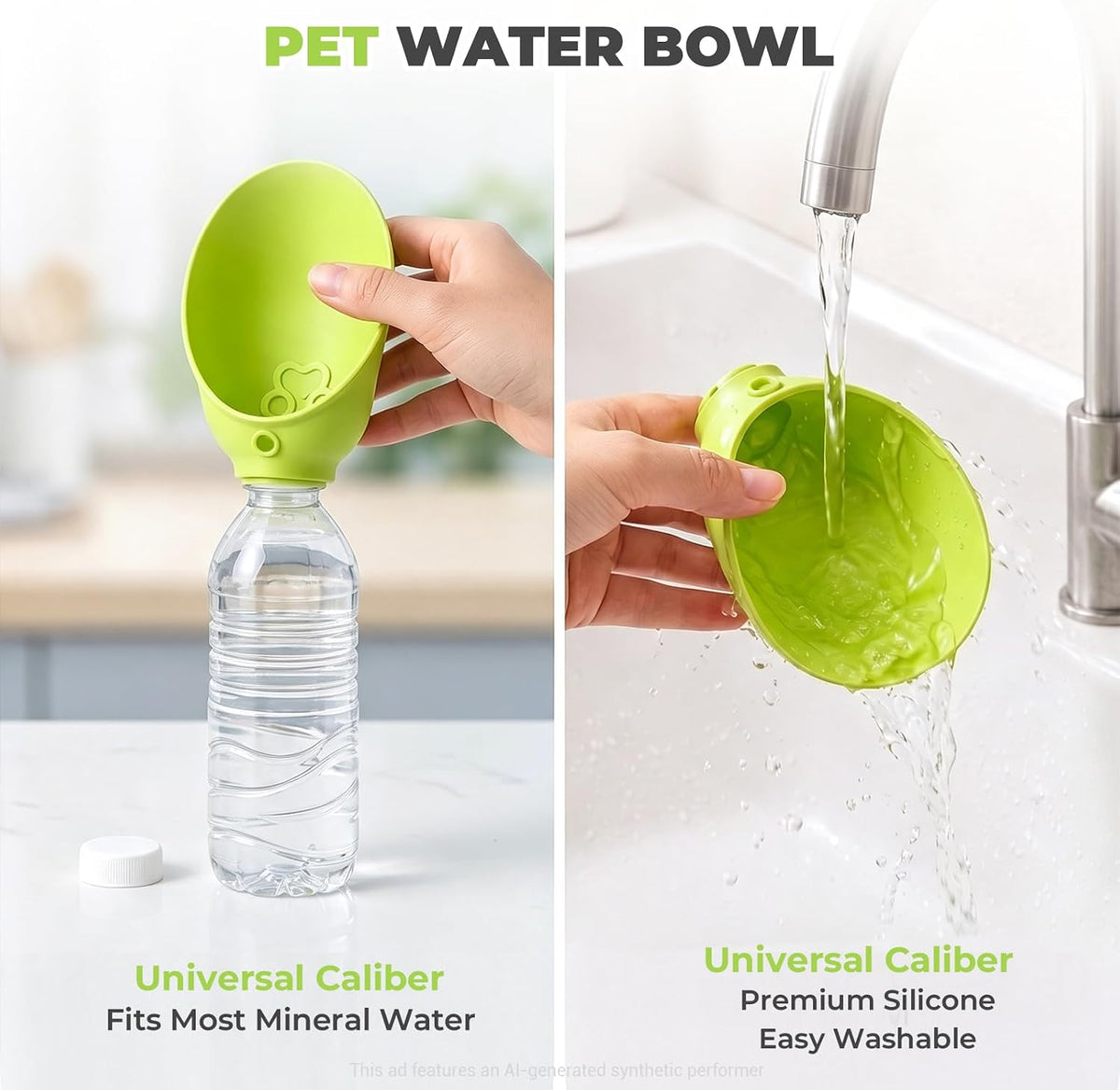 Dog Portable Water Bottle,Foldable Dog Water Bowl for Walks,Green