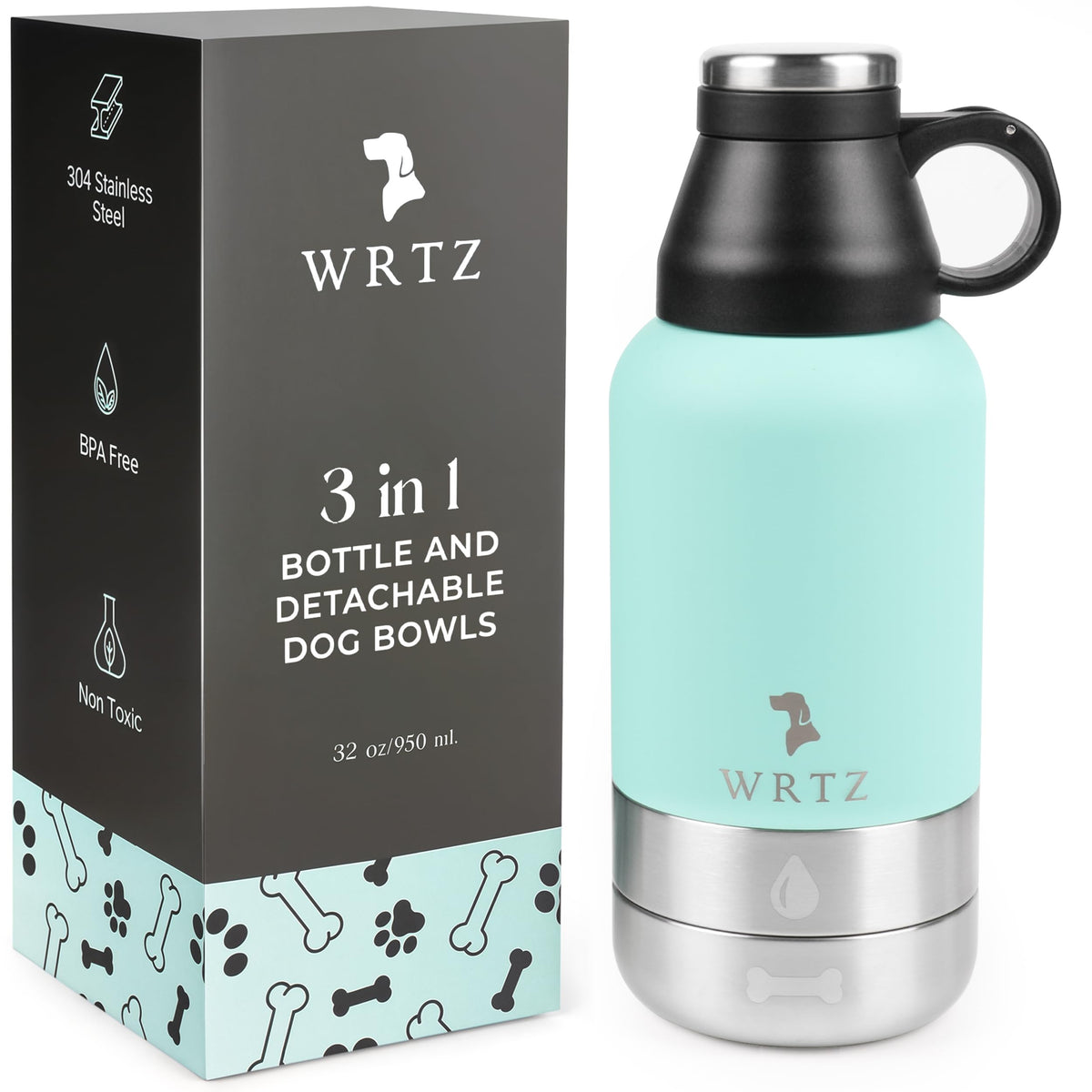 Portable Dog Water Bottle with 2 Removable Water Bowls for Dogs – Leak-Proof Insulated Stainless Steel Dog Water Bottle – Travel Accessories for Dogs - 32oz - Lavender