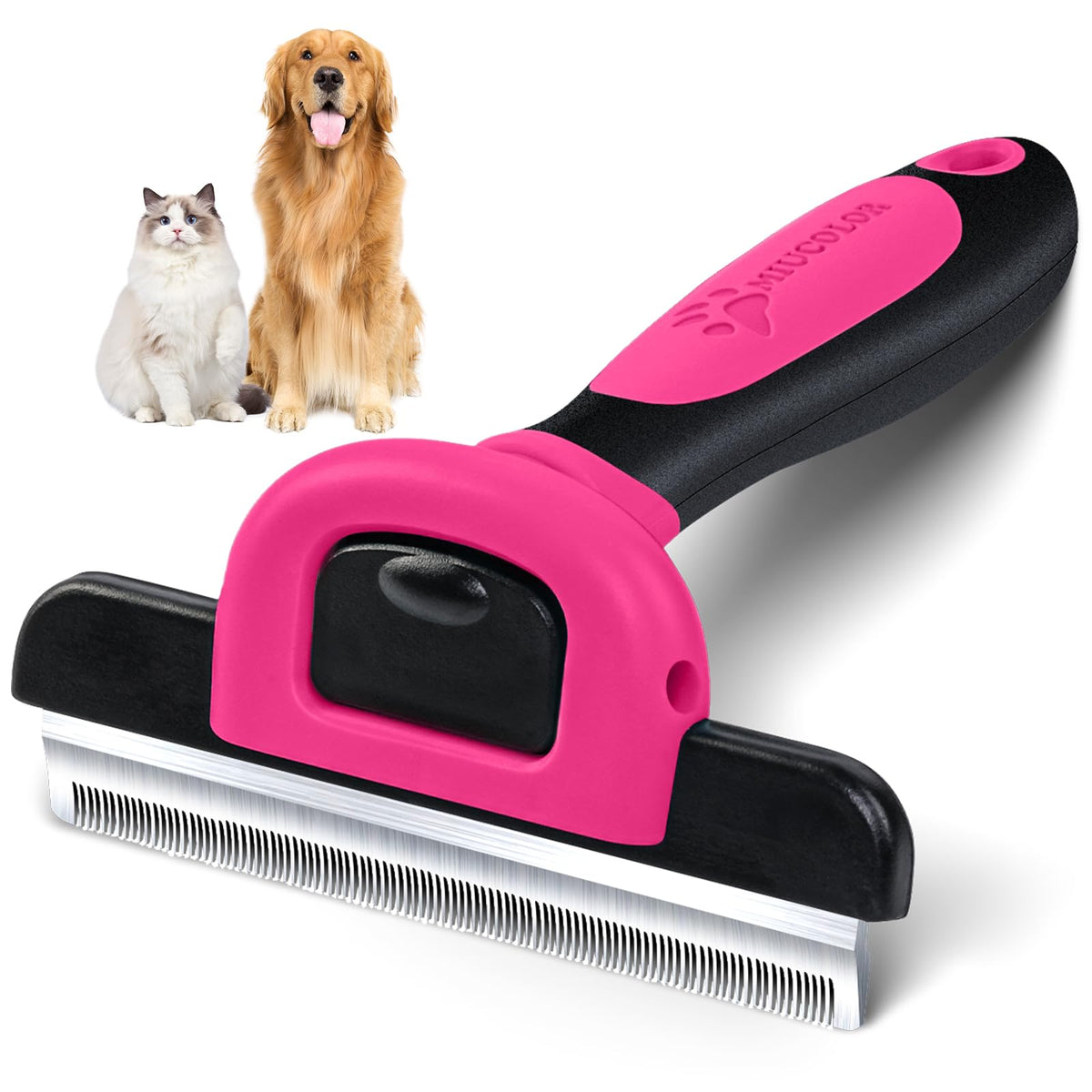 MIU COLOR Long Hair Pet Grooming Brush for Medium & Large Dogs & Cats,Pink