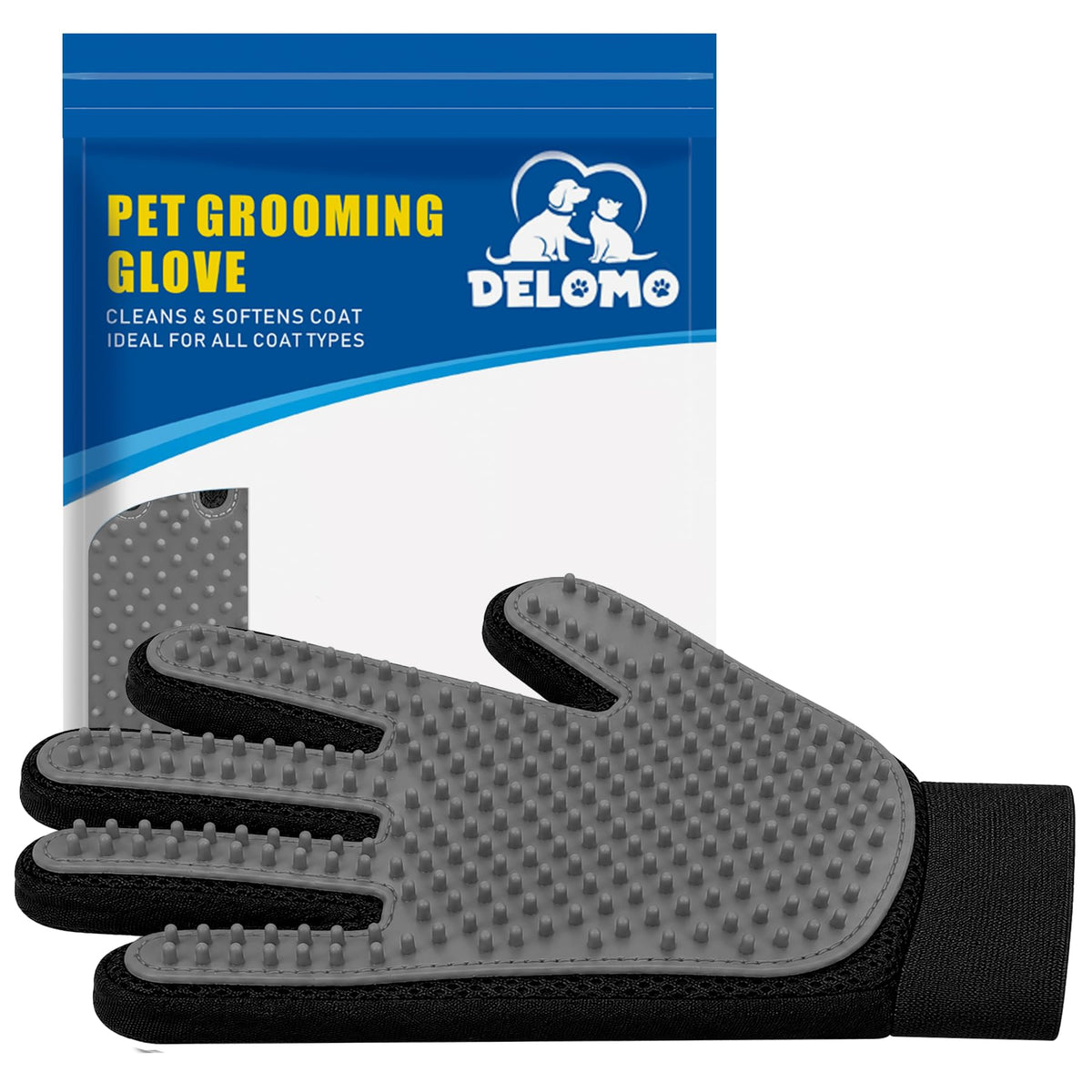 Pet Hair Removal Glove with 255 Silicone Tips for Dogs & Cats, Right Green