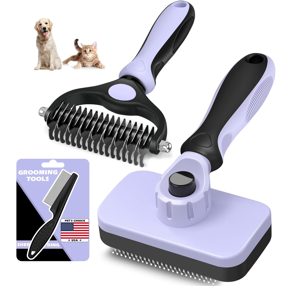 Professional 7 in 1 Pet Grooming kit I Dog Brush & Cat Brush I Dog&Cat Comb I Dog&Cat Nail Clipper/Trimmers with Nail File I Dog Bath Brush I Dog&Cat Flea Comb I Pet Supplies(Deep Blue)