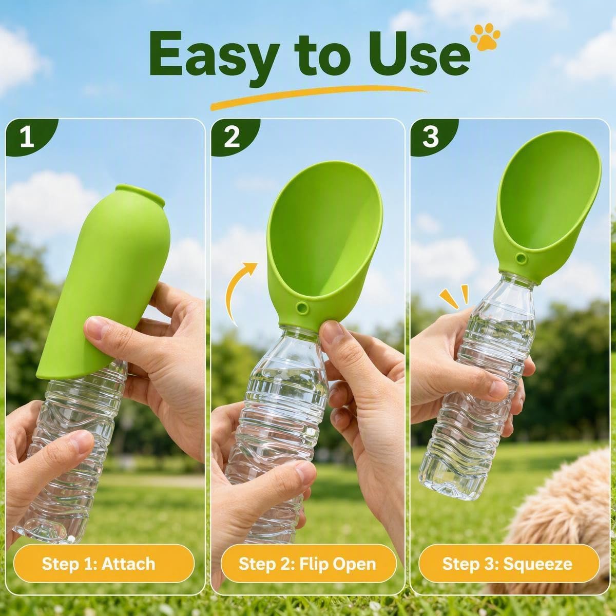 2PCS Portable Dog Water Bottle, Silicone Leaf Pet Water Bottle for Walking