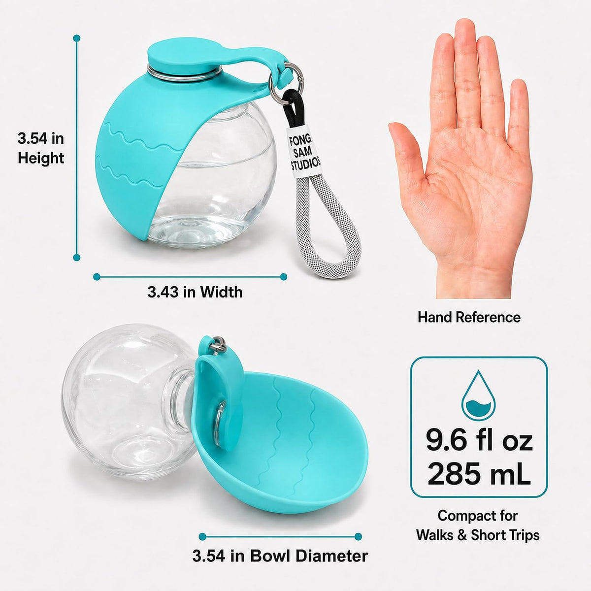 Dog Water Bottle – 2-in-1 Foldable Bowl, BPA-Free, 10oz