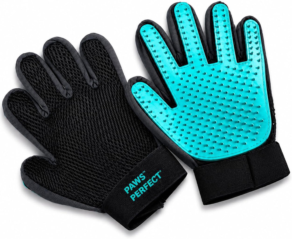 Pet Grooming Gloves for Dogs and Cats, 2 Pack Left and Right Hand Deshedding Gloves with Silicone Tips, Green