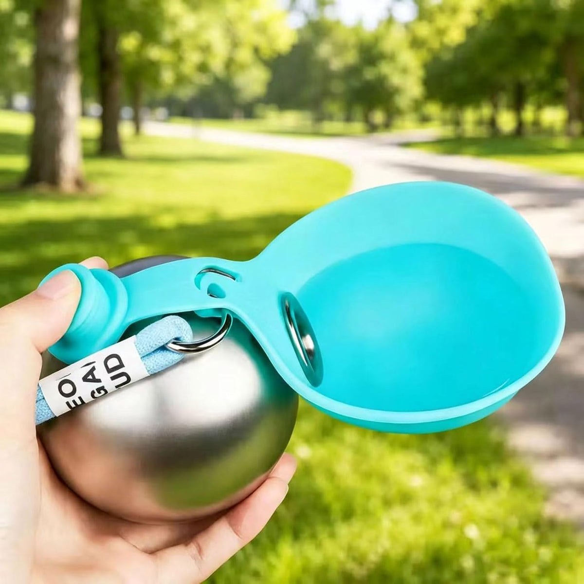 2 in 1 Portable Dog Water Bottle,10oz Stainless Steel Travel Dog Water Dispenser with Bowl,No-Spill Puppy Water Bottle for Pets Outdoor,Walking and Hiking Small,1 Pack Blue.
