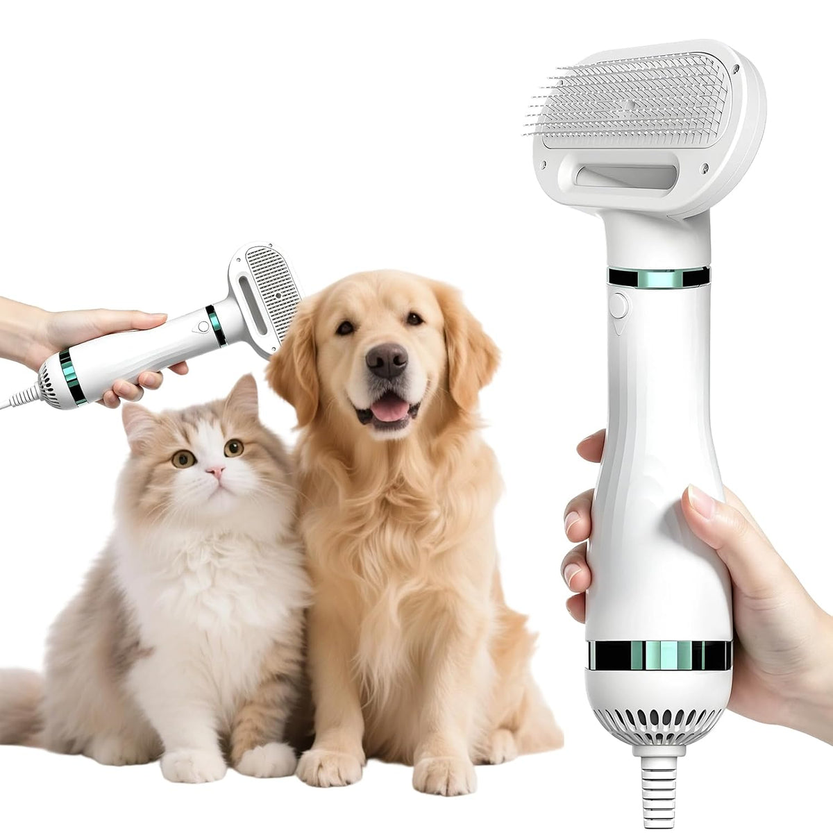 2-in-1 Pet Hair Dryer with Slicker Brush,Dog Cat Grooming Blow Dryer for Small Dogs and Cats