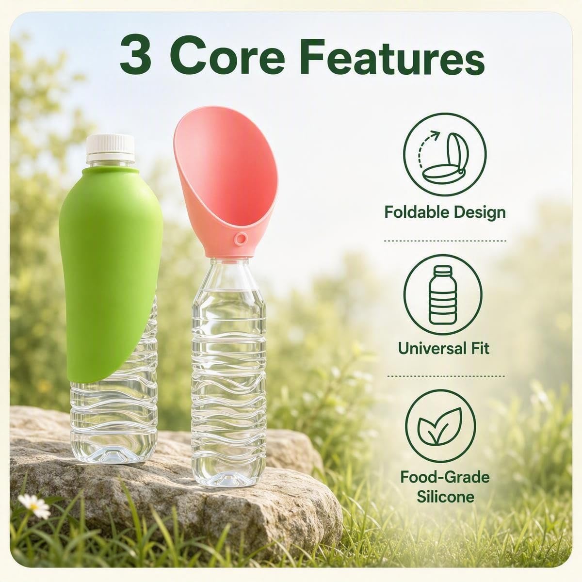 2PCS Portable Dog Water Bottle, Silicone Leaf Pet Water Bottle for Walking