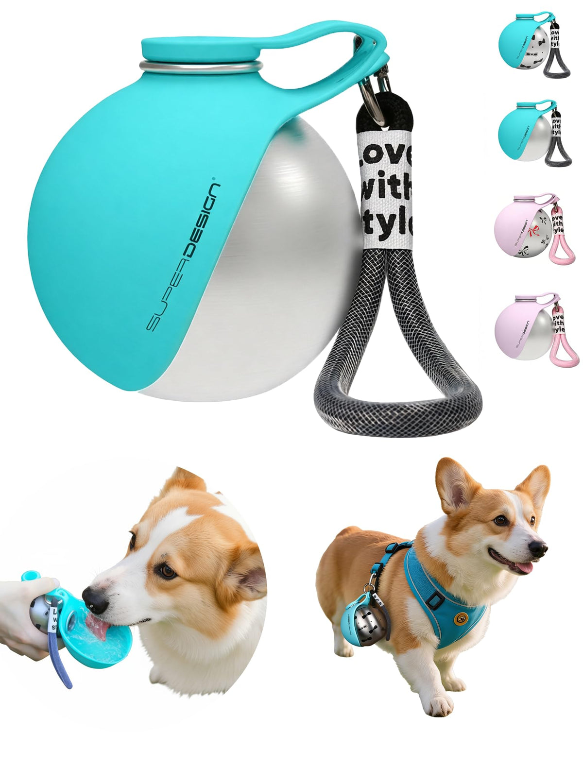 Portable Dog Water Bottle with Collapsible Bowl for Small Dogs & Puppy