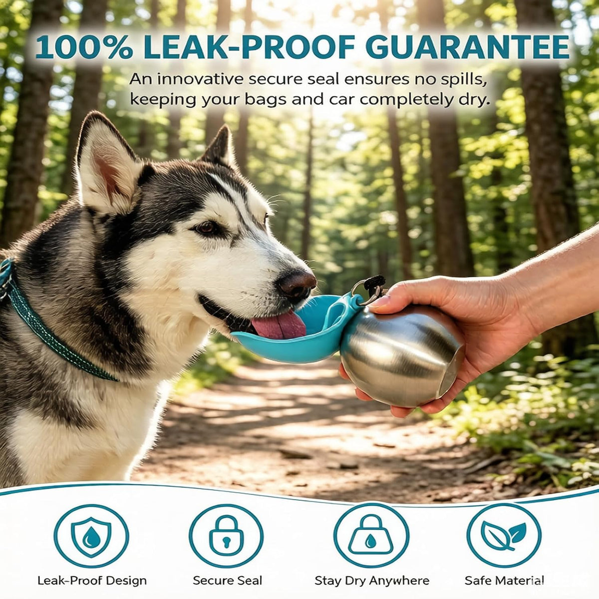 Portable Dog Water Bottle with Fold-Out Silicone Bowl