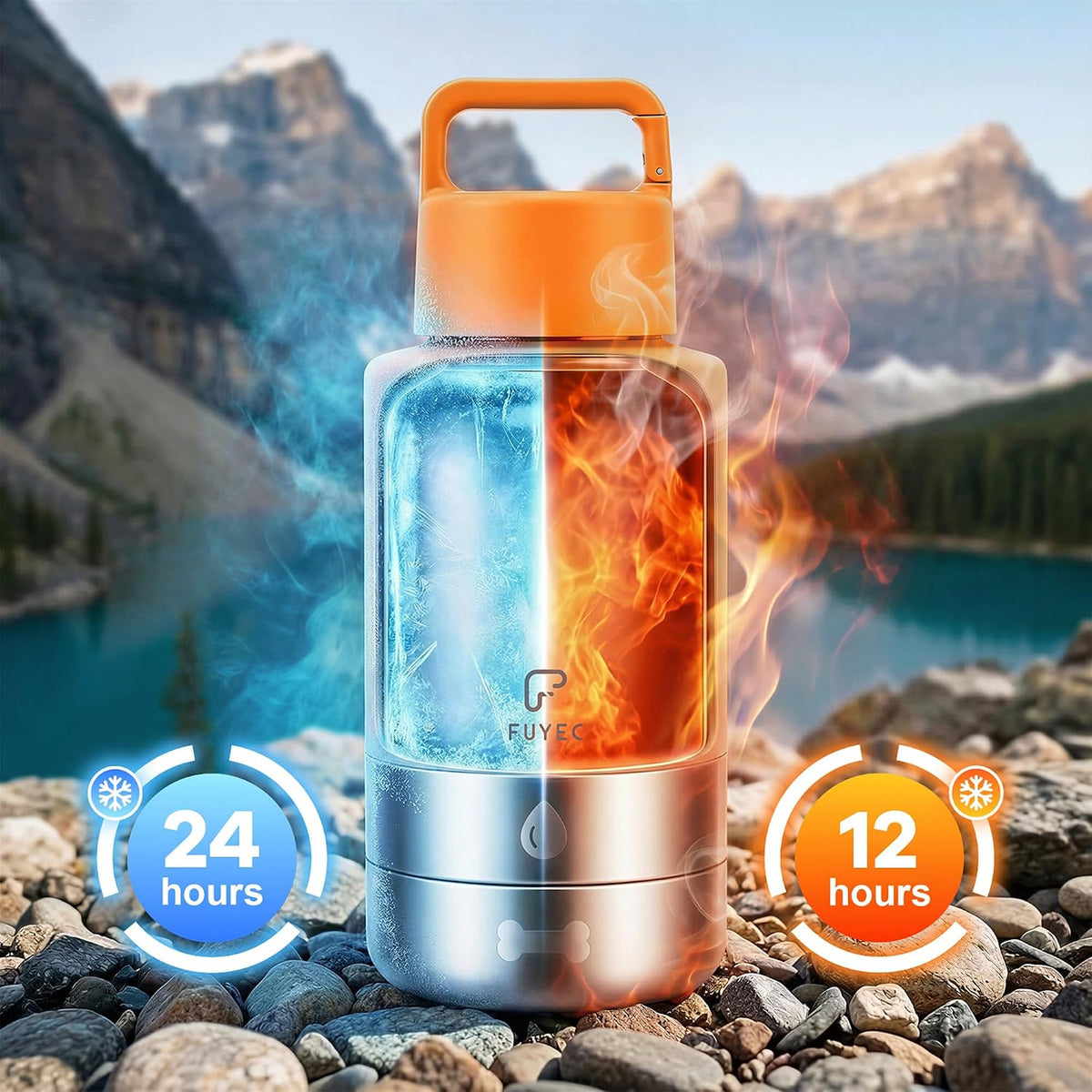 Dog Water Bottle 32oz, Insulated Stainless Steel Travel Water Dispenser with 2 Detachable Dog Bowls for Food and Water, Leak Proof Portable Pet Drinking Cup for Walking Hiking Camping (Orange)