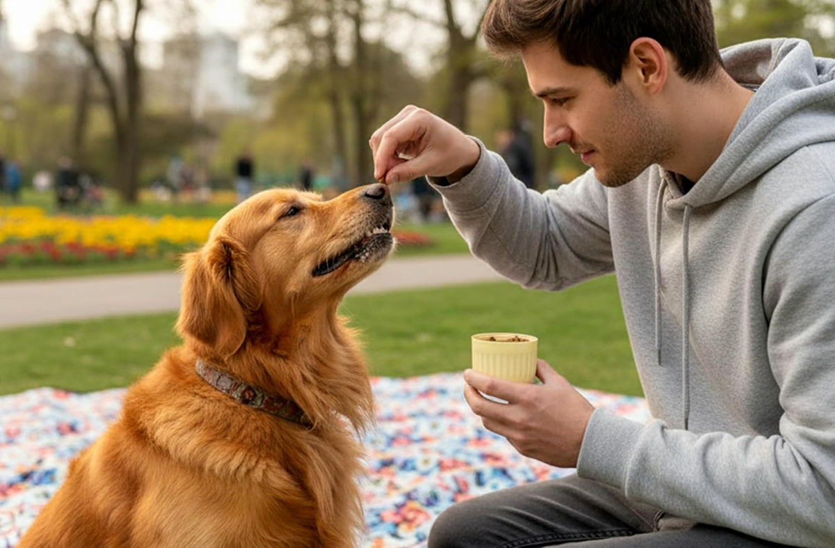 Dog Travel Water Bottle with Food Container – 2-in-1 Portable Pet Water Dispenser, Leak-Proof Dog Water Bottle with Bowl & Lanyard, 250ml/180g Capacity, Yellow
