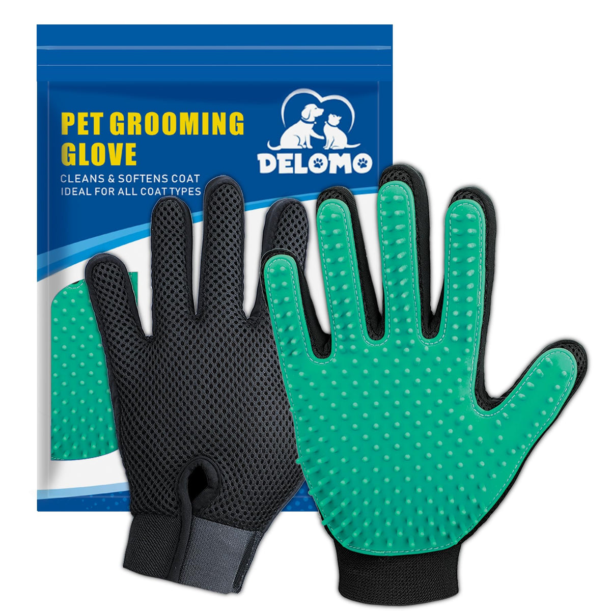 Pet Hair Removal Glove with 255 Silicone Tips for Dogs & Cats,1 Pair Purple