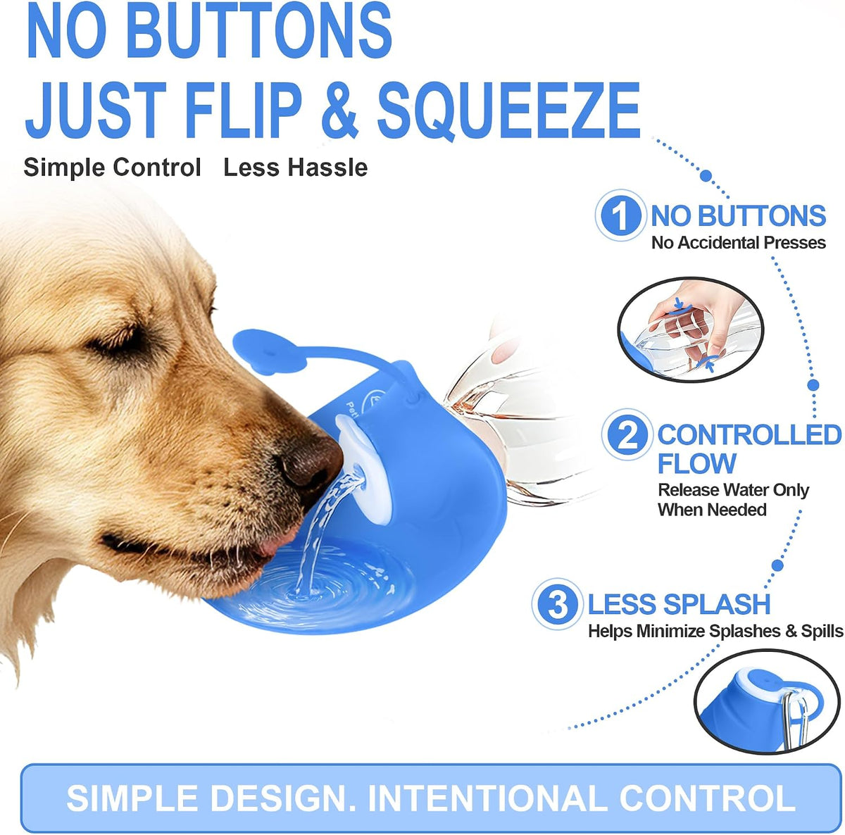 Dog Water Bottle with Foldable Bowl, 20oz Large Capacity