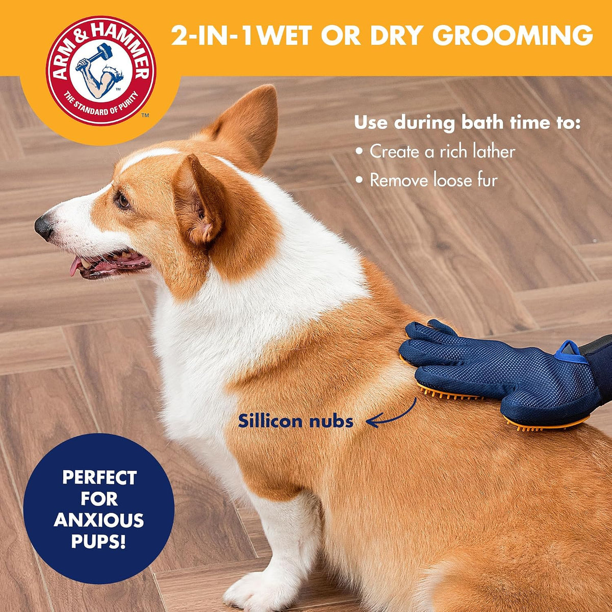 Arm & Hammer - Dog Brush, Dog Washing Gloves, Grooming Glove, Vanilla