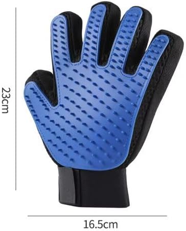 Pet Grooming Glove, Gentle Deshedding Brush, Soft Silicone Tips, Remove Loose Fur & Massage & Groom in One Step, Easy Hair Removal for Dogs, Cats & Horses, Breathable, Adjustable Fit, Left & Right