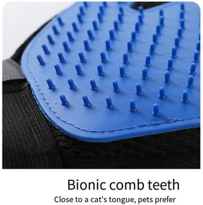 Pet Grooming Glove, Gentle Deshedding Brush, Soft Silicone Tips, Remove Loose Fur & Massage & Groom in One Step, Easy Hair Removal for Dogs, Cats & Horses, Breathable, Adjustable Fit, Left & Right