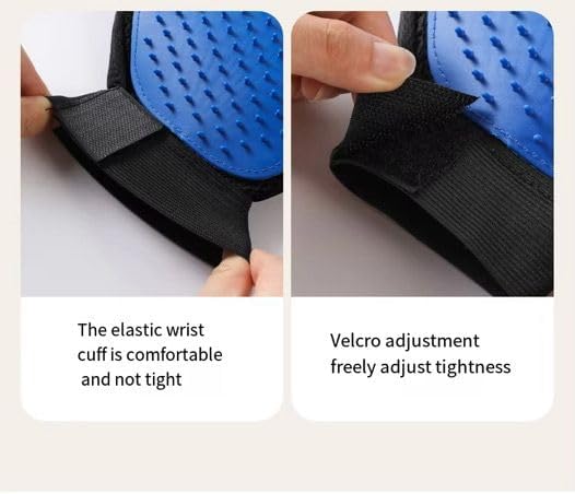 Pet Grooming Glove, Gentle Deshedding Brush, Soft Silicone Tips, Remove Loose Fur & Massage & Groom in One Step, Easy Hair Removal for Dogs, Cats & Horses, Breathable, Adjustable Fit, Left & Right