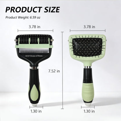 3-in-1 Multifunctional Pet Grooming Brush, Dematting Comb + Deshedding Blade + Massage Pin Comb, Removes Tangles & Loose Fur, Grooming & Interactive Massaging Tool for Cats & Dogs