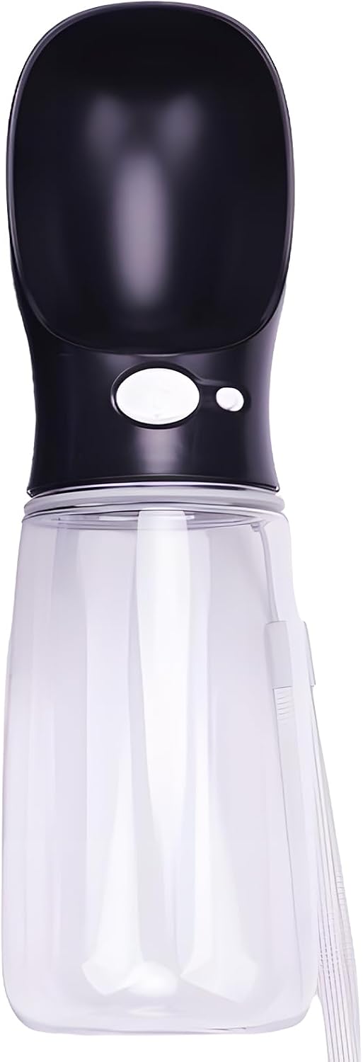 Portable Dog Water Bottle with Bowl – Leak Proof, Lightweight Travel Water Bottle for Dogs. (Black, 350 ml)