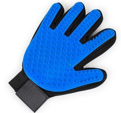 Pet Grooming Glove for Dogs & Cats, Silicone Deshedding Brush, Gentle Hair Remover Mitt with Soft Massage Tips, Bath Grooming Tool for Long & Short Hair, Adjustable Wrist Strap, Blue