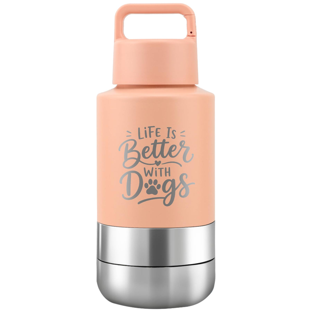 KEWIXY Insulated Dog Travel Water Bottle With Detachable Bowls, Ideal Gifts for Dog Lovers, Portable Water Bottle Dispenser, For Walking, Hiking, Camping, Outdoor (Black:Dogs Better, 32 Oz)