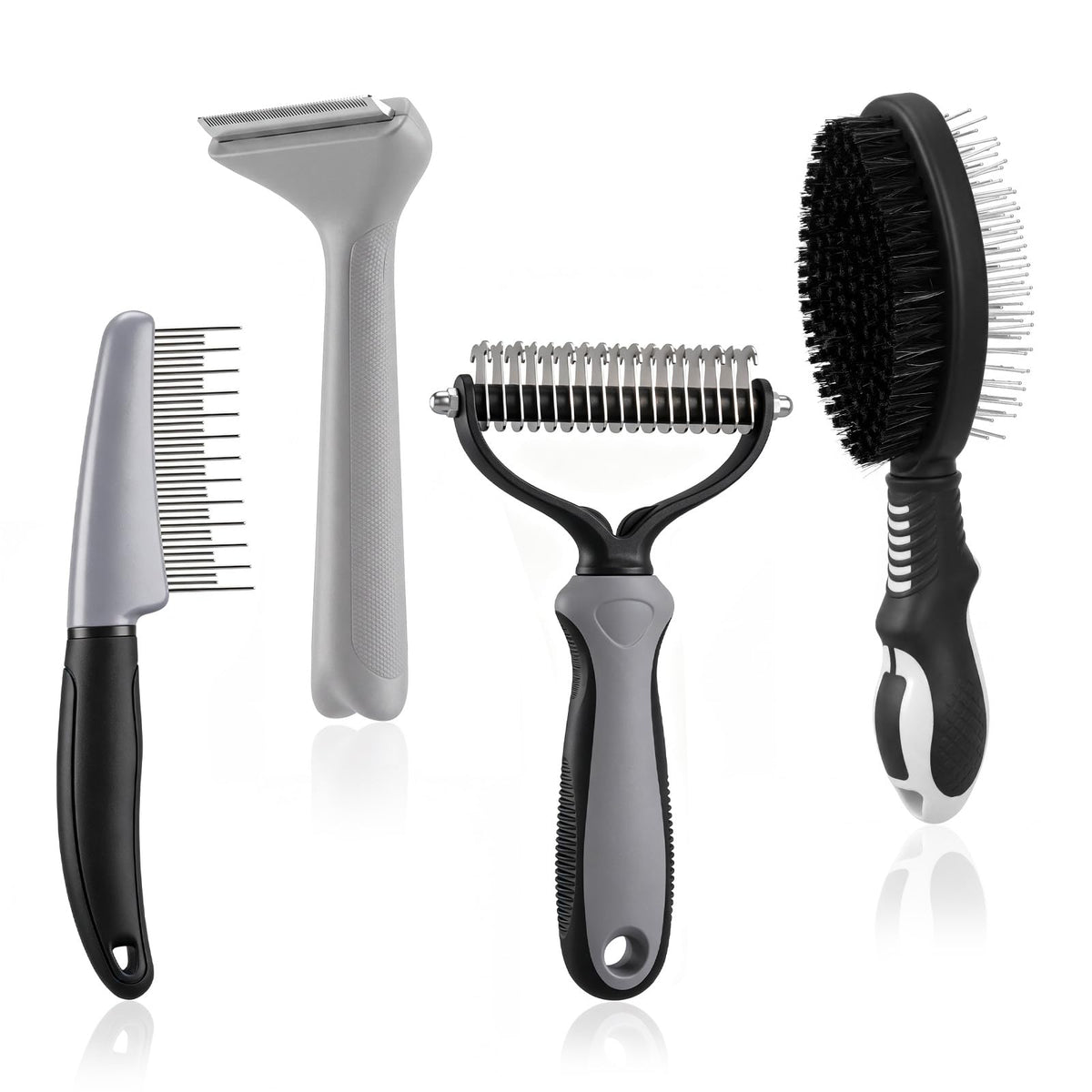 Patelai 4 Pcs Dog Dematting Comb, Red and Black Classic Grooming Set
