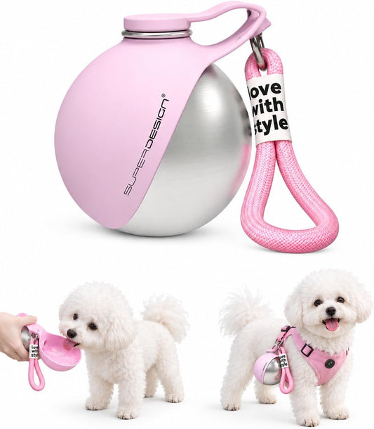 Portable Dog Water Bottle with Collapsible Bowl for Small Dogs & Puppy