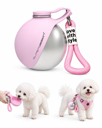 Portable Dog Water Bottle with Collapsible Bowl for Small Dogs & Puppy