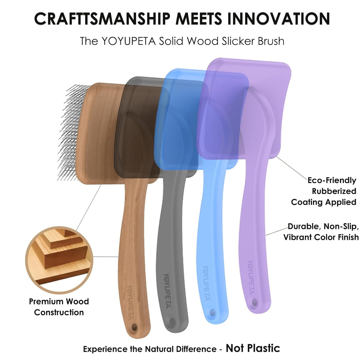 3-Piece Dog Slicker Brush & Undercoat Rake Kit, Purple Wooden Kit