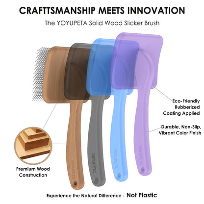 3-Piece Dog Slicker Brush & Undercoat Rake Kit, Purple Wooden Kit