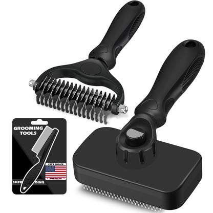 Professional 7 in 1 Pet Grooming kit I Dog Brush & Cat Brush I Dog&Cat Comb I Dog&Cat Nail Clipper/Trimmers with Nail File I Dog Bath Brush I Dog&Cat Flea Comb I Pet Supplies(Deep Blue)