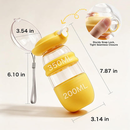 Dog Water Bottle for Walking with Food Container, Leakproof Travel Cup