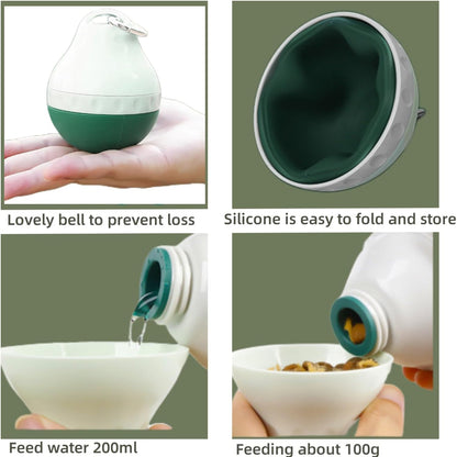 Dog Travel Water Bottle Detachable Bowl Leak Proof Portable ，Silicone Bottle Body，Collapsible and Suitable for Small Pets for Outdoor Walking, Hiking, Travel (Green2, 200ml2)