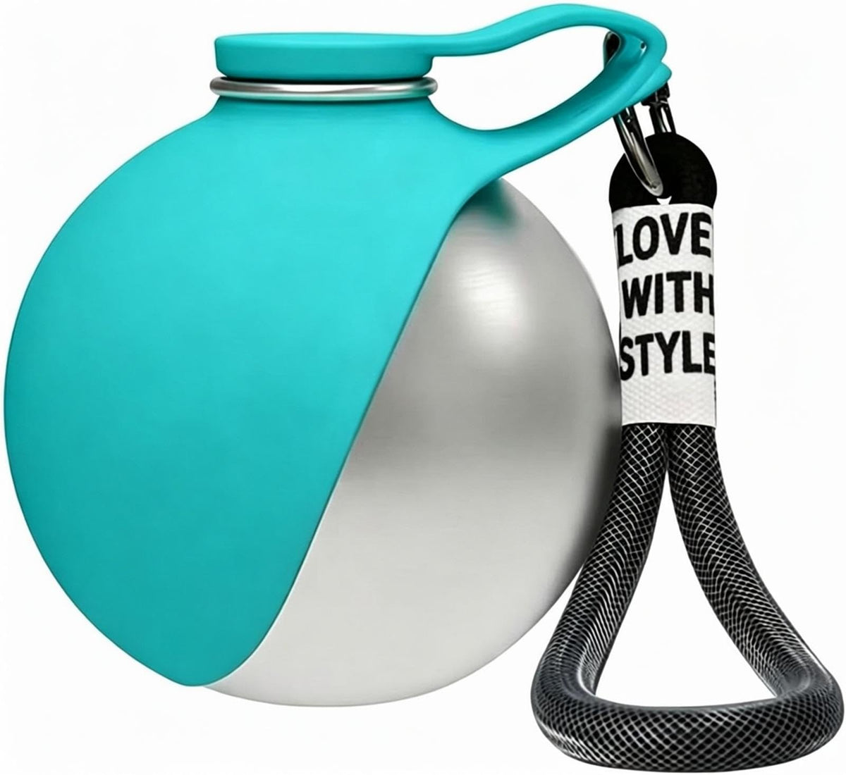 2 in 1 Portable Dog Water Bottle, 10oz Stainless Steel Portable Travel Pet Water Dispenser with Silicone Foldable Bowl, Leak Proof, Portable Small Dog Water Bottle for Walking, Hiking