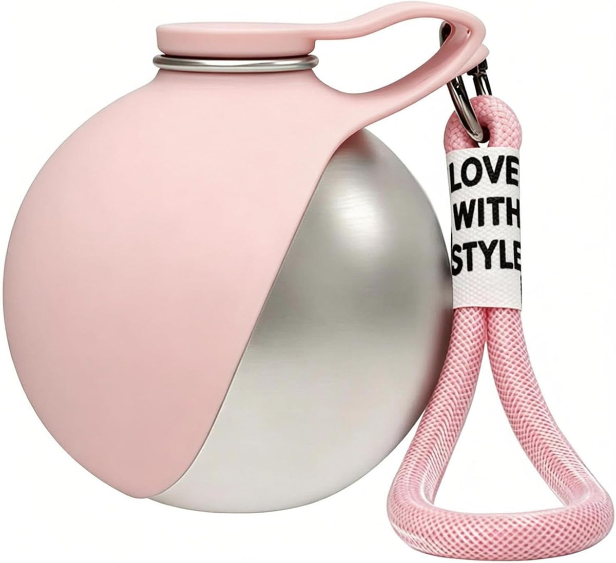 2 in 1 Portable Dog Water Bottle, 10oz Stainless Steel Portable Travel Pet Water Dispenser with Silicone Foldable Bowl, Leak Proof, Portable Small Dog Water Bottle for Walking, Hiking