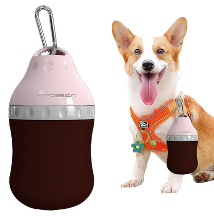 Dog Travel Water Bottle Detachable Bowl Leak Proof Portable ，Silicone Bottle Body，Collapsible and Suitable for Small Pets for Outdoor Walking, Hiking, Travel (Green2, 200ml2)