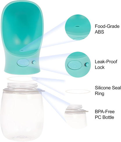 Portable Dog Water Bottle with Bowl – Leak Proof, Lightweight Travel Water Bottle for Dogs. (Black, 350 ml)