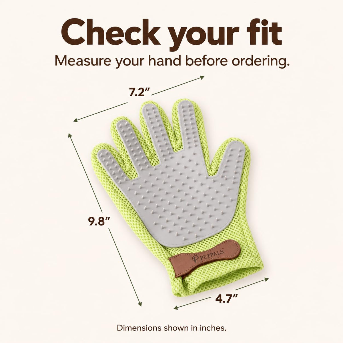 PetPals Single Pet Hair Removal Glove, Double-Sided Cat Grooming Glove