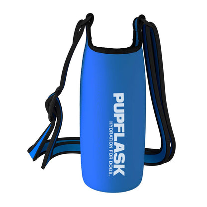 Tuff Pupper PupFlask Insulated Neoprene Dog Water Bottle Holder Sling with Wide Adjustable Shoulder Strap, Great for Travel, Walking, Hiking, Portable Pet Water Bottle Holder (27 OZ, Nebulas Blue)
