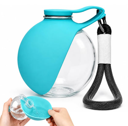 2-in-1 Portable Dog Water Bottle with Foldable Bowl, Leak-Proof Pet Travel Water Dispenser with Carry Strap, Lightweight Drinking Bottle for Dogs and Cats, Walking, Hiking and Outdoor Use Plastic Pink