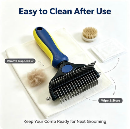 2-in-1 Pet Grooming Comb, Undercoat Rake & Deshedding Brush for Dogs&Cats