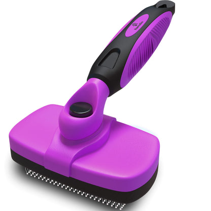 Deshedding Dog Brush for Shedding – Self Clean Cat Brush Deshedding & Grooming Tool for Long Haired and Short Haired Dogs, Slicker Brushes for Dogs, Skin-Friendly, Retractable Bristles, Easy to Clean